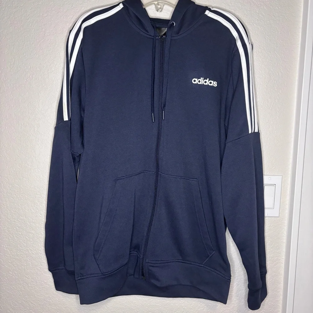 Adidas Men's Zip-Up Climalite Navy Hoodie